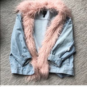 Pink fur jean jacket